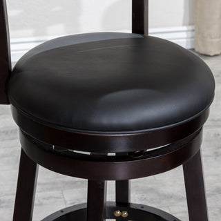 Sunvega Cherry Finish Beige Fabric Slat Back Swivel Stool for Counter Height
