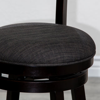 Sunvega Espresso Finish Bar Height Swivel Stool with Charcoal Fabric Seat
