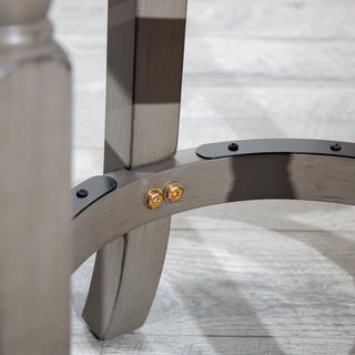 Sunvega 30 Inch Bar Stool with Weathered Gray Finish and Beige Fabric Seat
