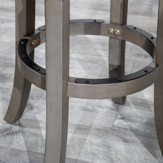 Sunvega 30 Inch Bar Stool with Weathered Gray Finish and Beige Fabric Seat