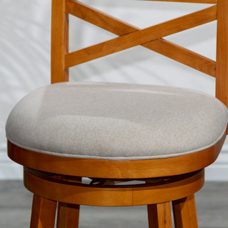 Sunvega 30 Inch Bar Height Swivel Stool with X Back Design and Charcoal Fabric Seat