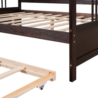 Sunvega Full Size Daybed with Twin Trundle Solid Wood Frame for Living Room
