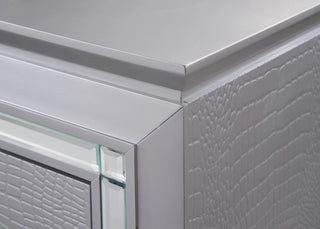 Sunvega Modern Glam Nightstand with Built-in Night Light and Crocodile Finish