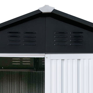 Sunvega 6FTx4FT Apex Roof Metal Garden Shed for Outdoor Storage White and Black