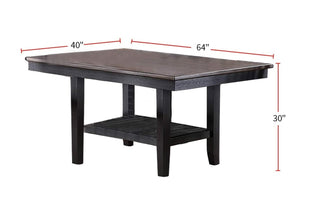 Sunvega Dark Coffee Finish Rubberwood Dining Table with Storage Shelf for Kitchen
