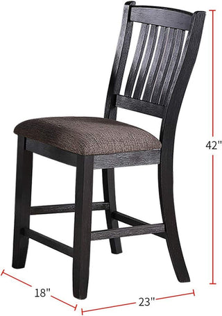 Sunvega Contemporary Dark Coffee Finish Rubberwood Counter Height Chairs with Upholstered Fabric Seat