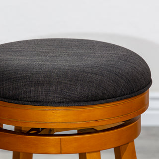 Sunvega 30 Inch Bar Stool with Beige Fabric Seat and Cherry Finish