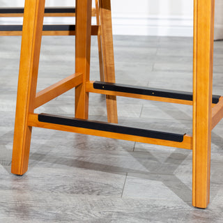 Sunvega Natural Finish Saddle Leather Seat Counter Stool with Footrest and Nail Head Trim