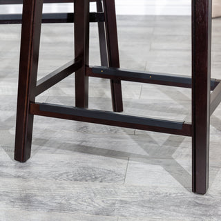 Sunvega Natural Finish Saddle Leather Seat Counter Stool with Footrest and Nail Head Trim