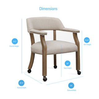 Sunvega Hardwood Caster Game Chair with Polyester Upholstery and Padded Armrests