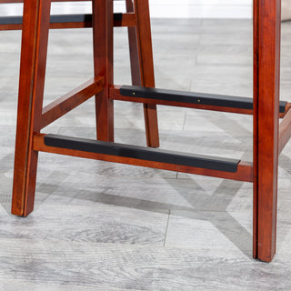 Sunvega Natural Finish Saddle Leather Seat Counter Stool with Footrest and Nail Head Trim