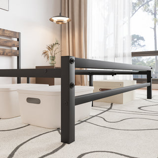 Sunvega Queen Size Platform Bed Frame with Wooden Headboard and Under Bed Storage