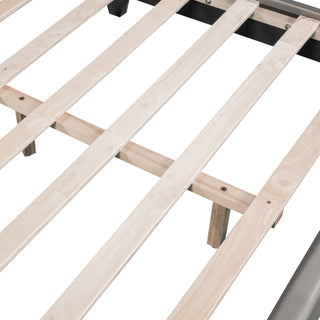 Sunvega Full Size Upholstered Leather Platform Bed with Rabbit Ornament and High Load Capacity