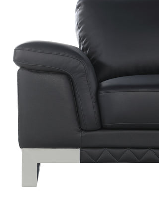 Sunvega Top Grain Italian Leather Loveseat with Stainless Steel Chrome Legs