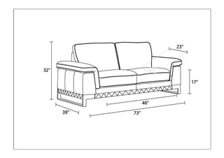 Sunvega Top Grain Italian Leather Loveseat with Stainless Steel Chrome Legs