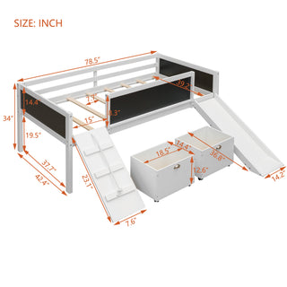 Sunvega Twin Size Pine Wood Loft Bed with Climbing Frame and Slide