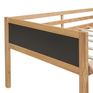 Sunvega Twin Size Pine Wood Loft Bed with Climbing Frame and Slide