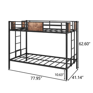 Sunvega Twin Over Twin Metal Bunk Bed with Double Guard Rails and Ladder