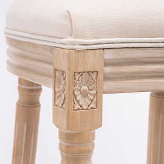 Sunvega French Style Solid Wood Frame Linen Fabric Oval Back Dining Chairs Set of 2