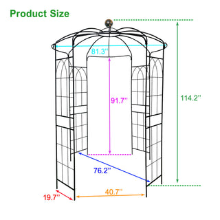 Sunvega Black Birdcage Shape Metal Garden Arch Arbor Gazebo for Wedding Ceremony
