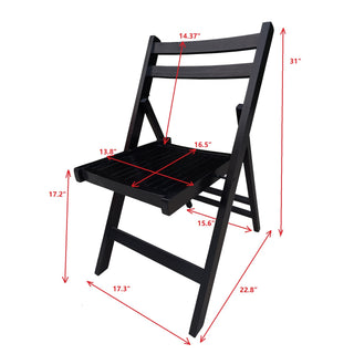Sunvega Solid Wood Folding Chairs with Slatted Seat and Open Back for Events Set of 4