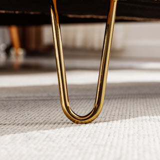 Sunvega Modern Upholstered Padded Storage Ottoman Bench with Gold Legs for Bedroom