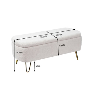 Sunvega Modern Upholstered Padded Storage Ottoman Bench with Gold Legs for Bedroom