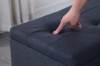 Sunvega Large Storage Ottoman Bench with Tufted Linen Design for Living Room