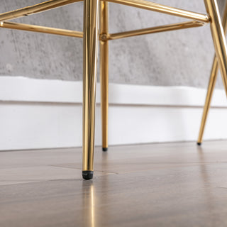 Sunvega 30 Inch Set of 2 Velvet Bar Stools with Chrome Footrest and Golden Leg