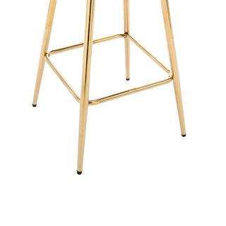 Sunvega 26 Inch Set of 2 Velvet Bar Stools with Chrome Footrest and Golden Leg