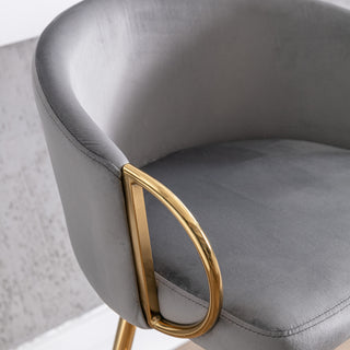 Sunvega 26 Inch Set of 2 Velvet Bar Stools with Chrome Footrest and Golden Leg