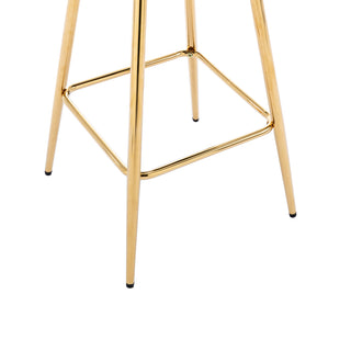 Sunvega 26 Inch Set of 2 Velvet Bar Stools with Chrome Footrest and Golden Leg