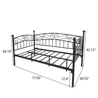 Sunvega Twin Size Victorian Style Metal Daybed Frame with Trundle Set for Guest Room
