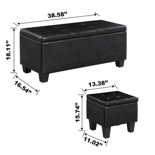 Sunvega Large Storage Ottoman Bench with Tufted Linen Design for Living Room