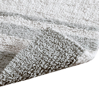 Sunvega Reversible Cotton Bath Rug with Plush Stripes and Textured Massage