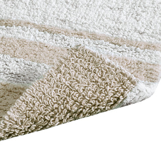 Sunvega Reversible Cotton Bath Rug with Plush Stripes and Textured Massage