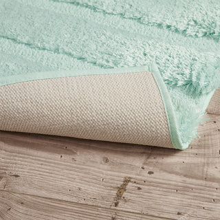Sunvega Soft Fade Resistant Non Skid Bath Rug with High Low Stripe Design