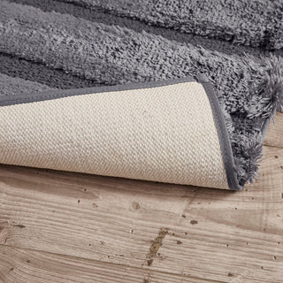 Sunvega Soft Fade Resistant Non Skid Bath Rug with High Low Stripe Design