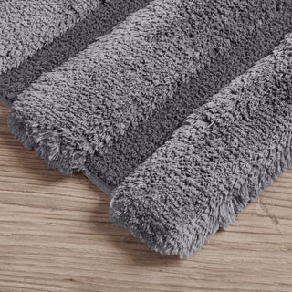 Sunvega Soft Fade Resistant Non Skid Bath Rug with High Low Stripe Design