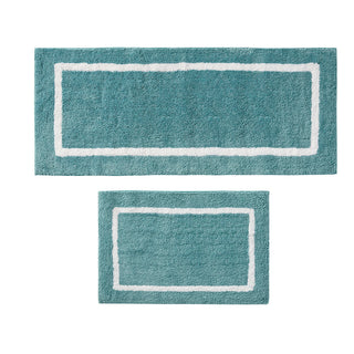 Sunvega Reversible High Pile Tufted Microfiber Bath Rug with Geometric Square and Stripes