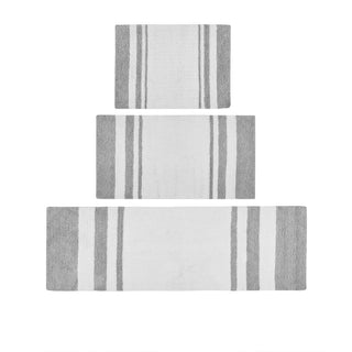 Sunvega Reversible Cotton Bath Rug with Plush Stripes and Textured Massage