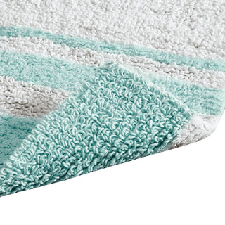 Sunvega Reversible Cotton Bath Rug with Plush Stripes and Textured Massage