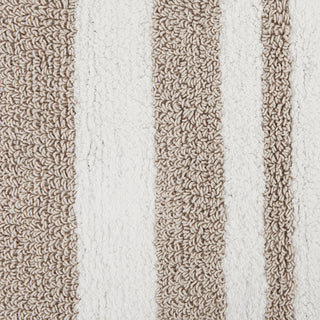 Sunvega Reversible Cotton Bath Rug with Plush Stripes and Textured Massage