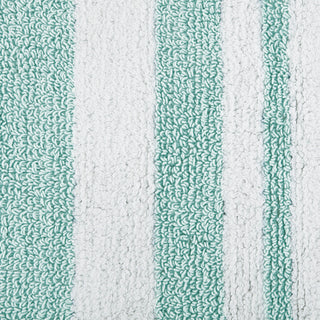 Sunvega Reversible Cotton Bath Rug with Plush Stripes and Textured Massage