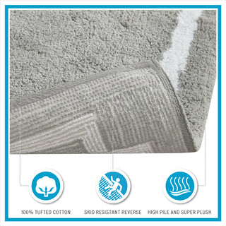 Sunvega Plush Cotton Tufted Bath Rug with Non-Skid Backing and Hotel Design