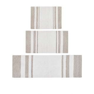 Sunvega Reversible Cotton Bath Rug with Plush Stripes and Textured Massage