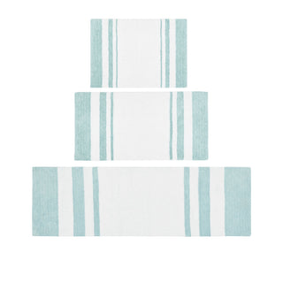 Sunvega Reversible Cotton Bath Rug with Plush Stripes and Textured Massage