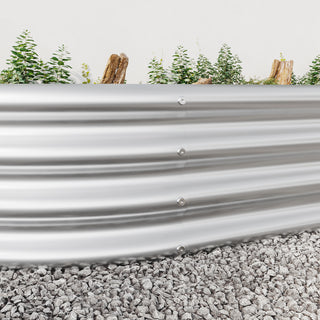 Sunvega Large Oval Metal Raised Garden Bed for Plants Vegetables and Flowers
