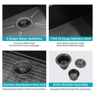 Sunvega 32x19 Inch Undermount Kitchen Sink with Superior Drainage and Soundproofing