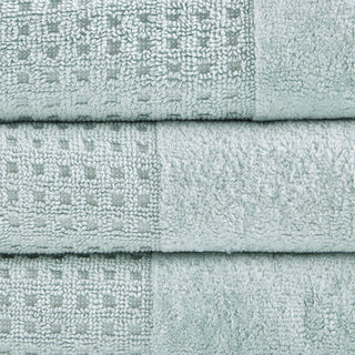 Sunvega Antimicrobial Jacquard Waffle Cotton Towel Set with Dobby Cuff and Quick Dry